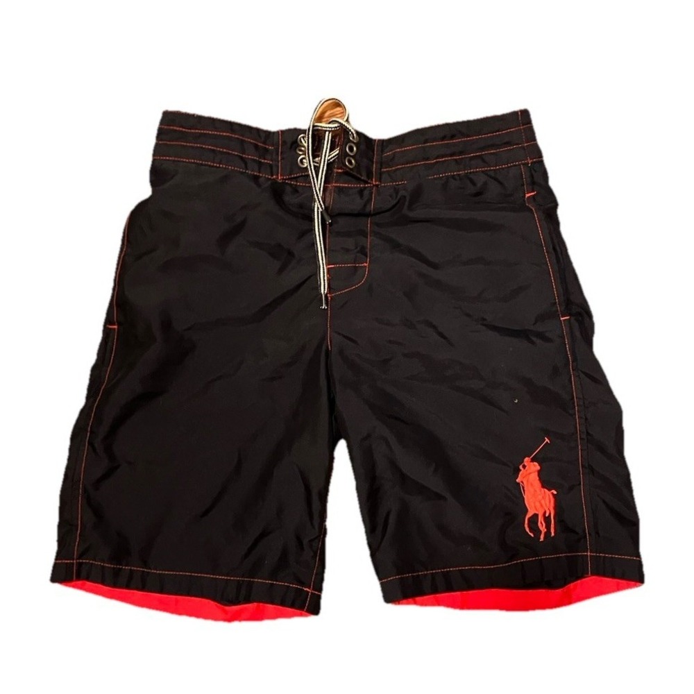Polo Ralph Lauren Big Pony Swim Trunks Board Shorts Sz 10/12‎ Navy Red